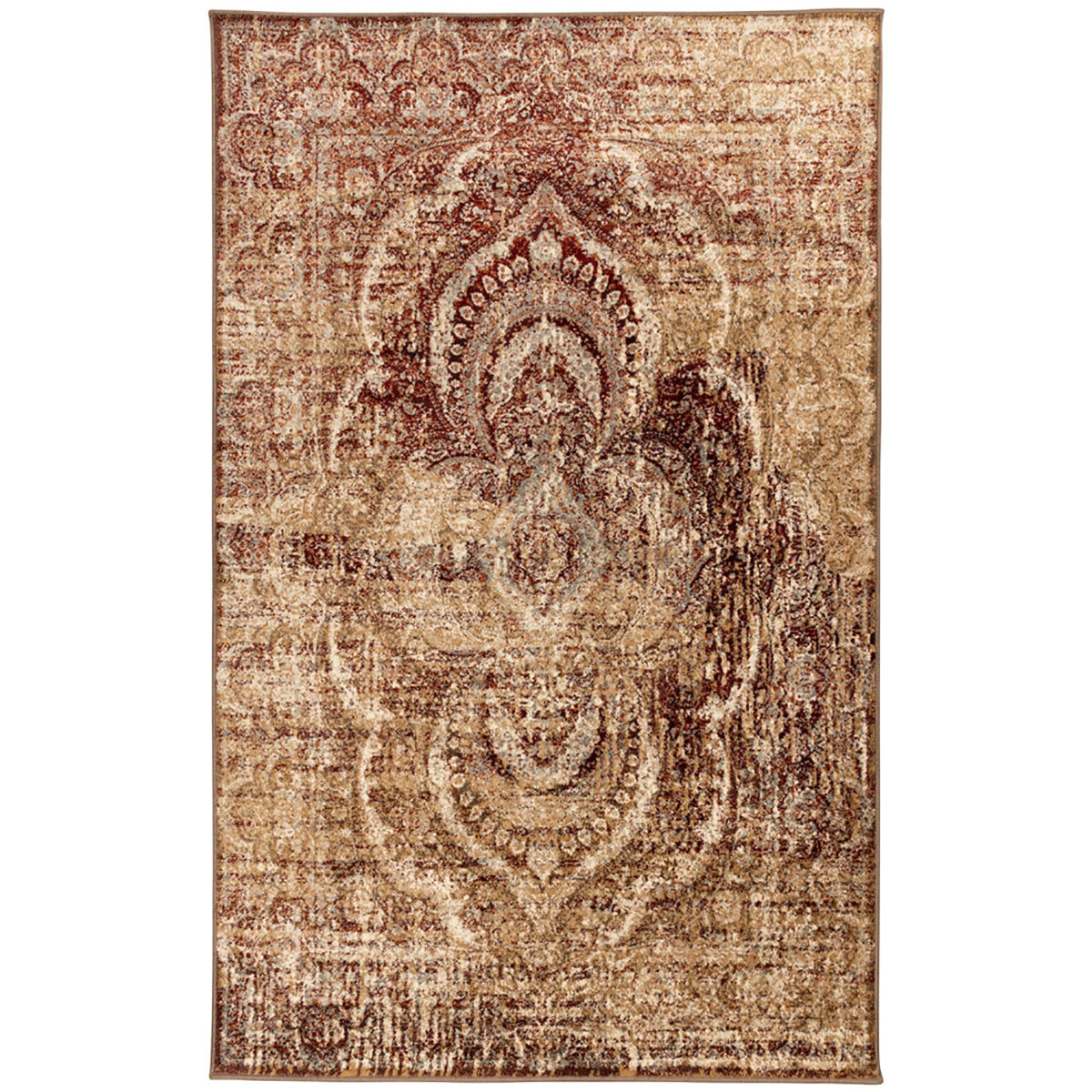 4 x 6 ft. Maroon & Gold Abstract Power Loom Distressed Stain Resistant Rectangle Area Rug - Maroon and Gold - 4 x 6 ft.