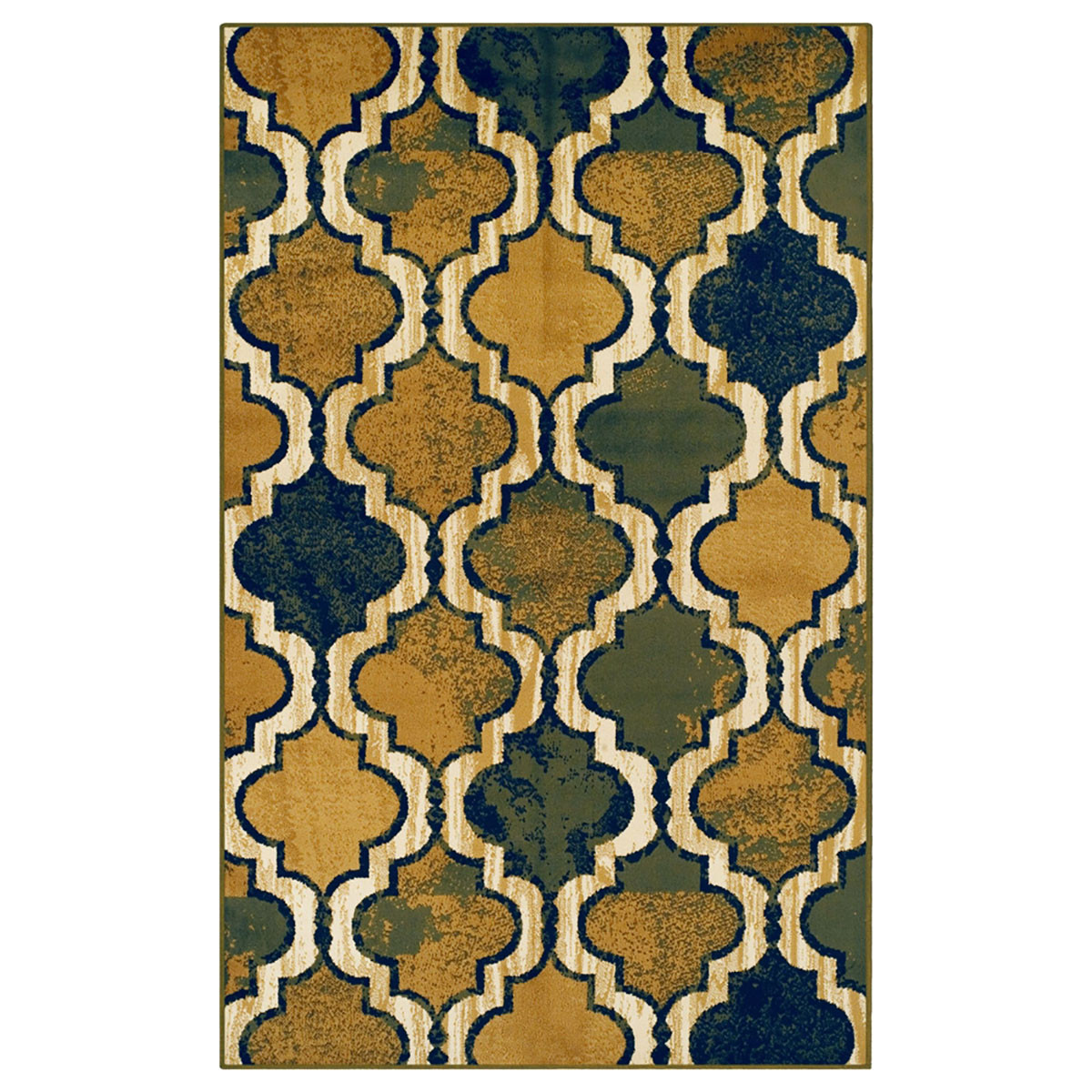 5 x 8 ft. Green Quatrefoil Power Loom Distressed Stain Resistant Rectangle Area Rug - Green - 5 x 8 ft.