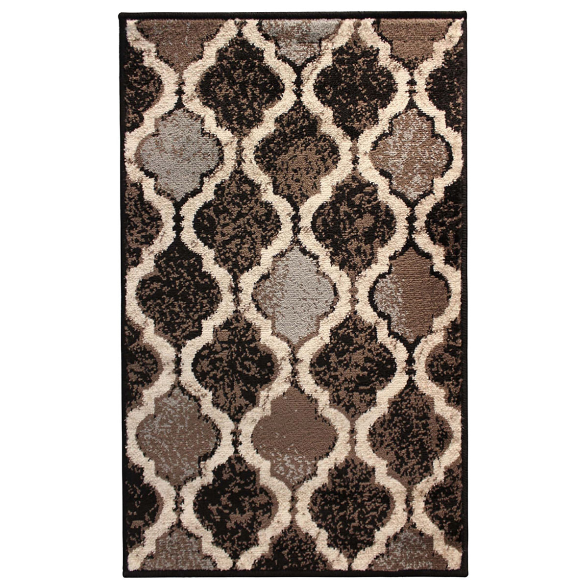 7 x 9 ft. Chocolate Quatrefoil Power Loom Distressed Stain Resistant Rectangle Area Rug - Chocolate - 7 x 9 ft.
