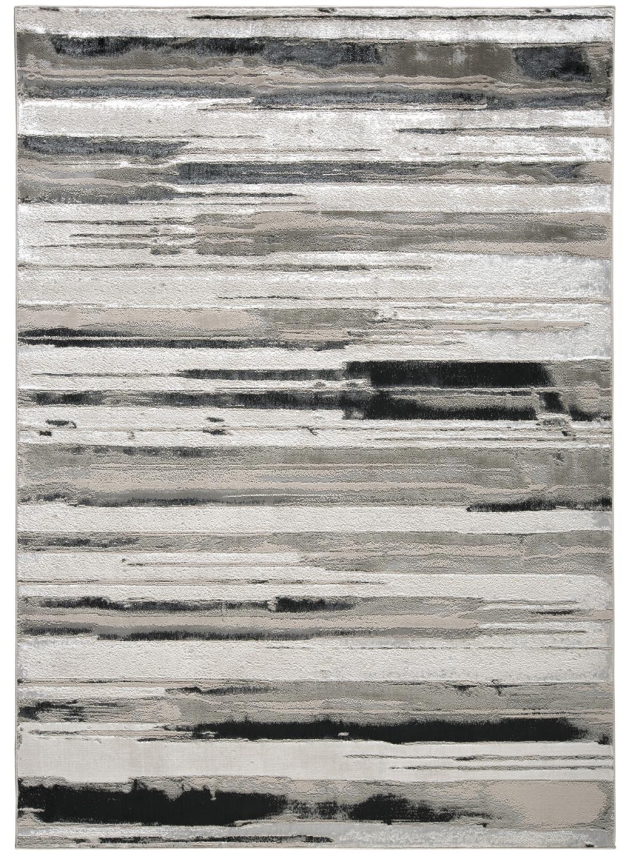511527 12 x 18 ft. Silver Gray & Black Abstract Rectangle Area Rug
