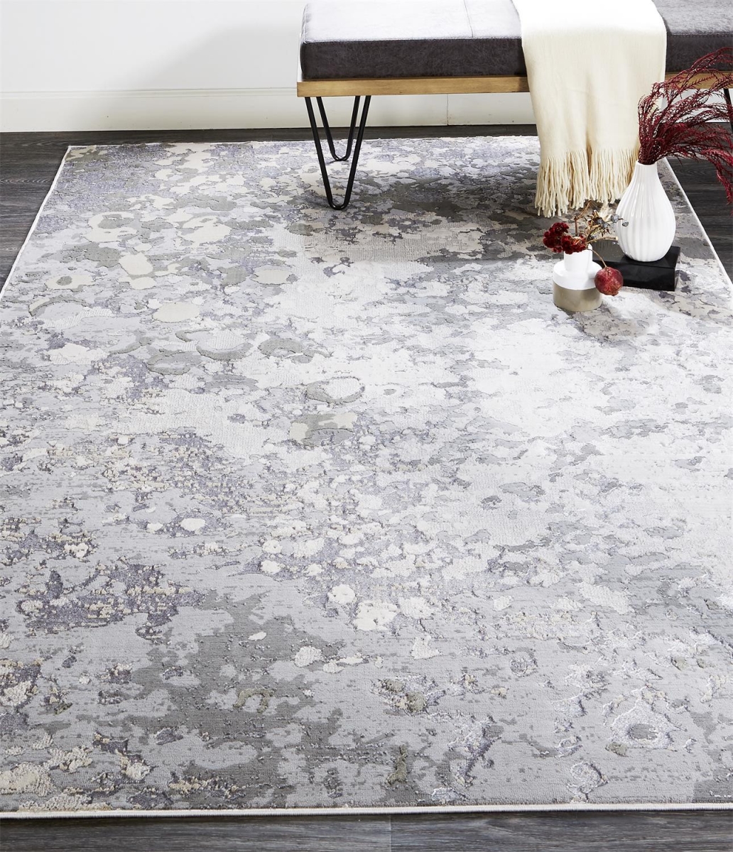 4 x 6 ft. Silver Gray & White Abstract Rectangle Area Rug