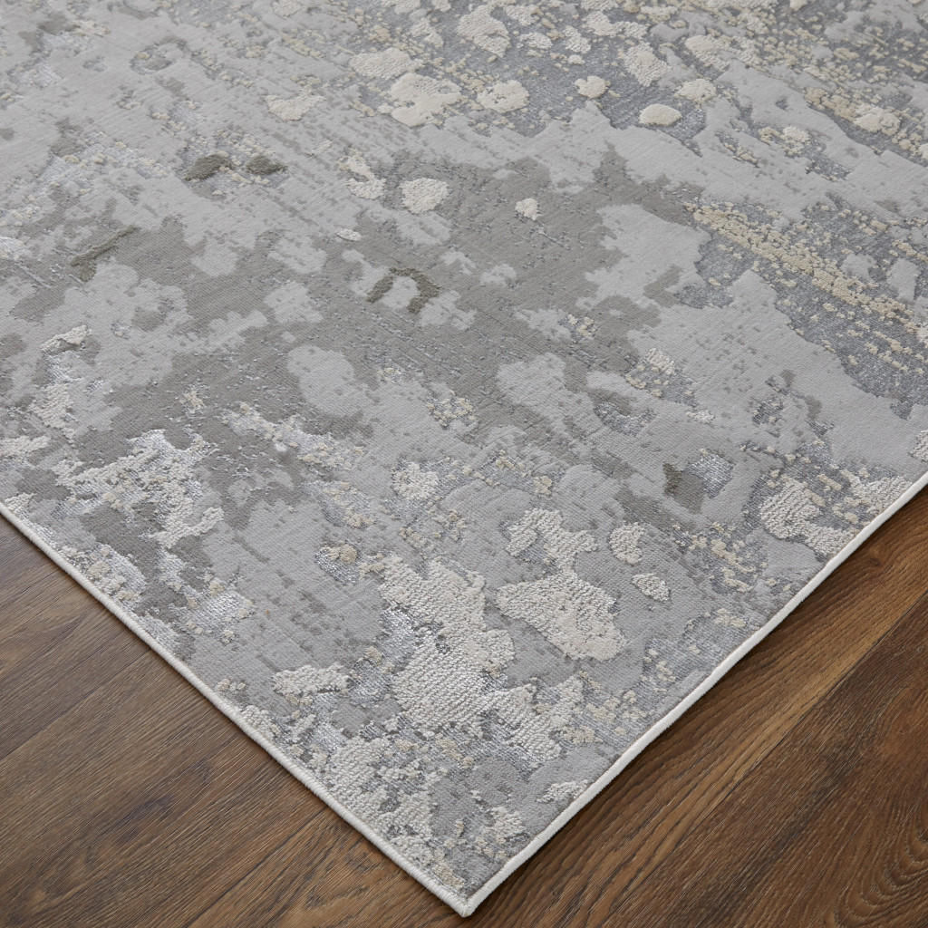 8 x 10 ft. Silver Gray & White Abstract Rectangle Area Rug