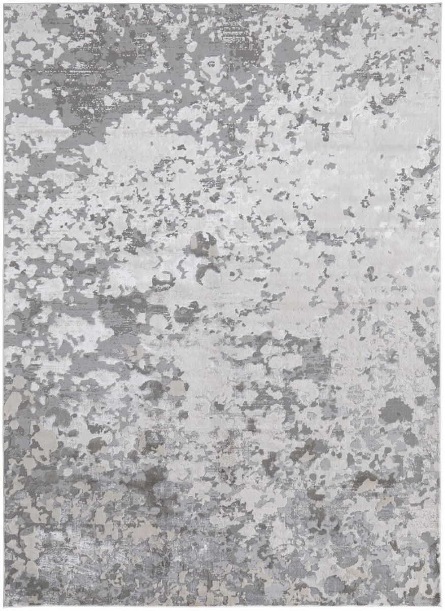 2 x 3 ft. Silver Gray & White Abstract Stain Resistant Rectangle Area Rug - Silver Gray and White - 2 x 3 ft.
