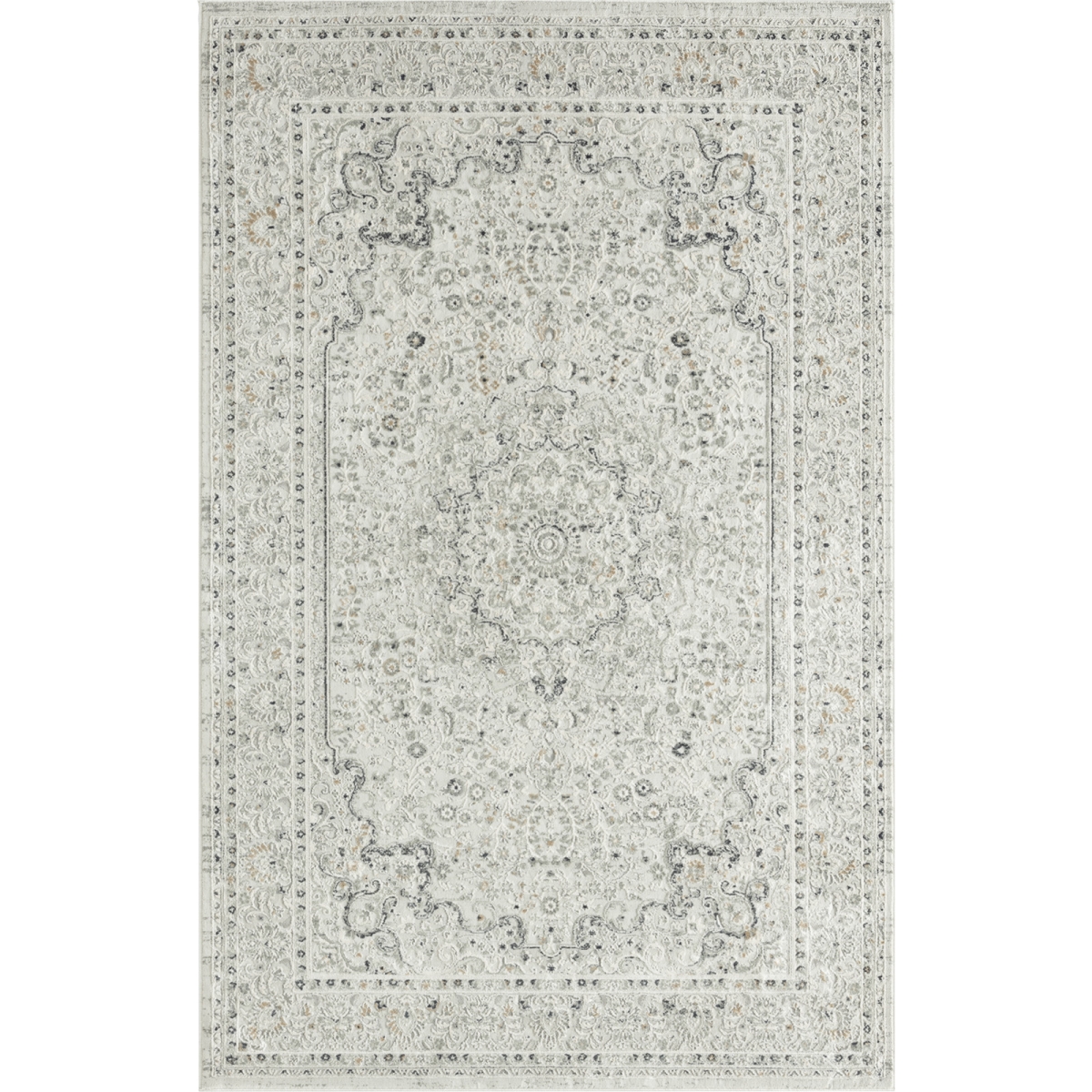 2 x 3 ft. Floral Stain Resistant Area Rug, Ivory Gray & Taupe