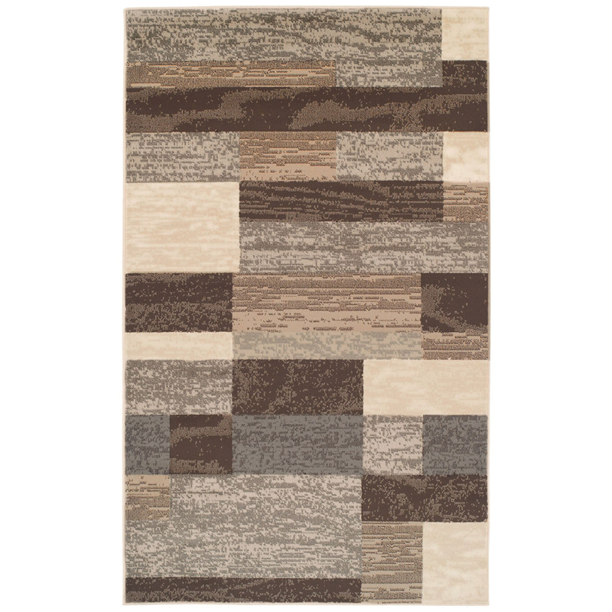 487078 3 x 5 ft. Slate Patchwork Power Loom Stain Resistant Rectangle Area Rug
