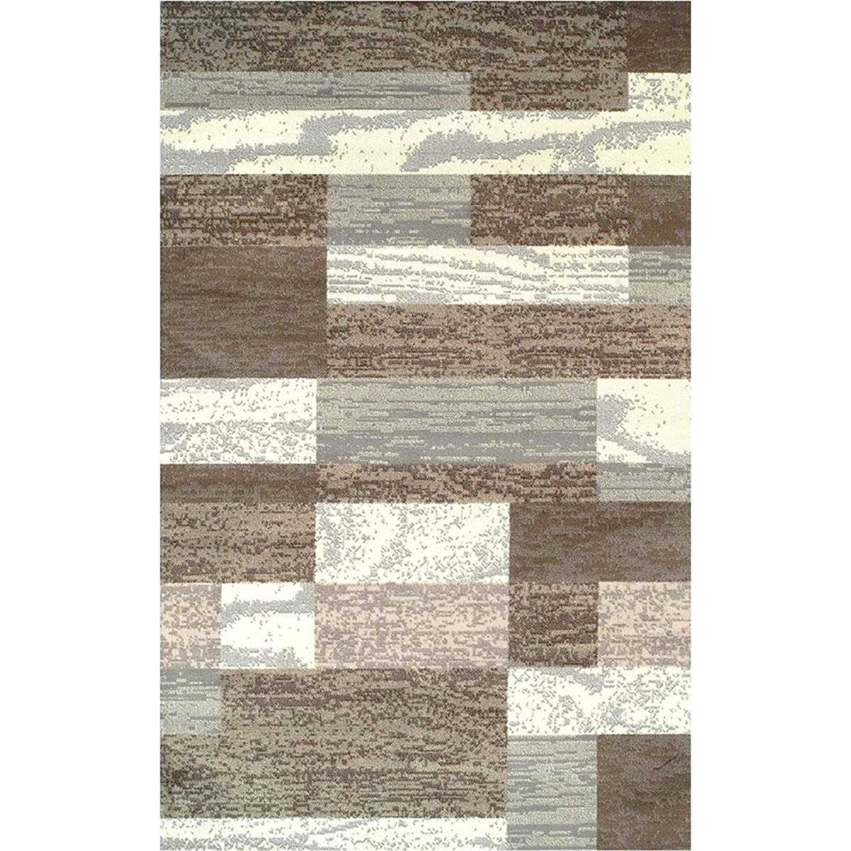 487083 4 x 6 ft. Light Blue & Ivory Patchwork Power Loom Stain Resistant Rectangle Area Rug