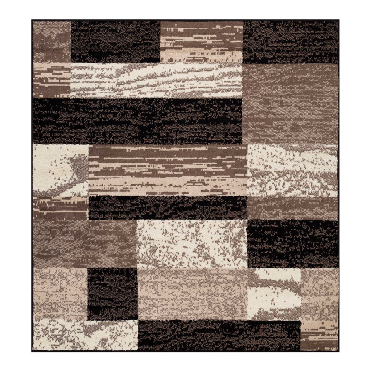 487088 5 ft. Square Patchwork Power Loom Stain Resistant Area Rug, Chocolate