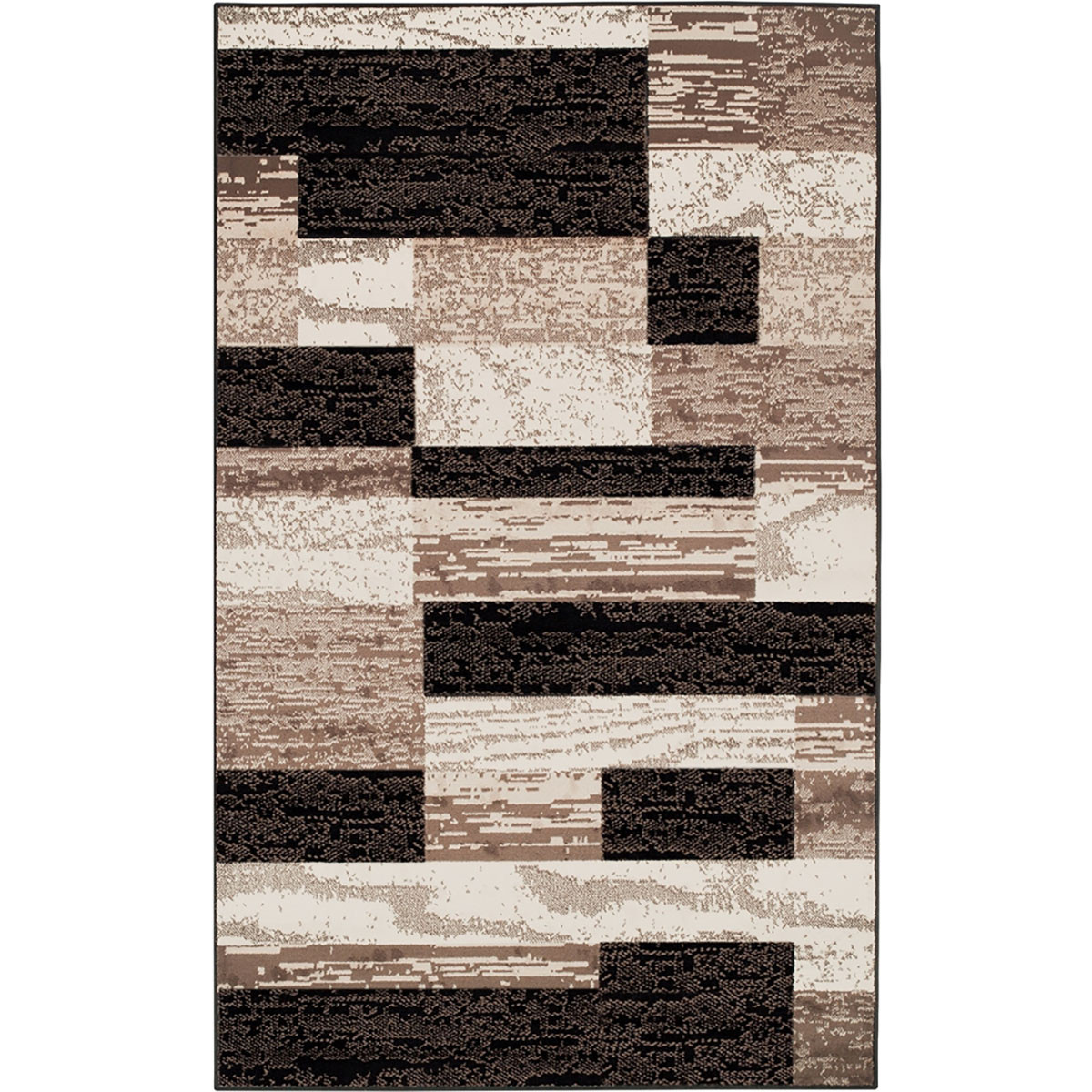 487092 5 x 8 ft. Chocolate Patchwork Power Loom Stain Resistant Rectangle Area Rug