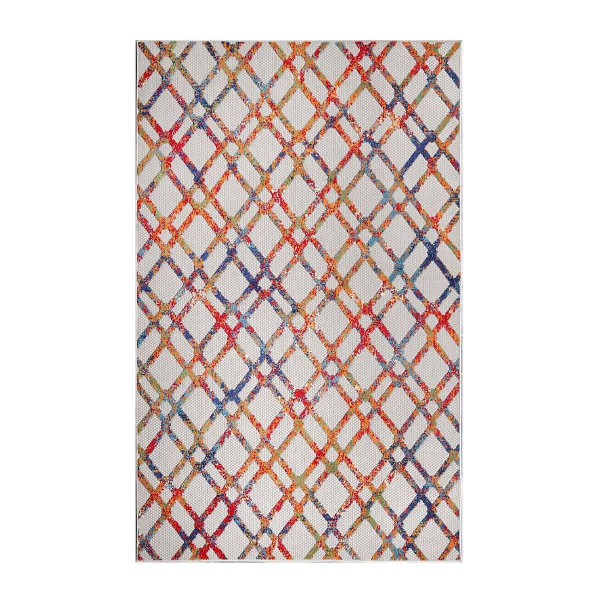487013 5 x 7 ft. Cream Geometric Stain Resistant Non Skid Indoor & Outdoor Rectangle Area Rug