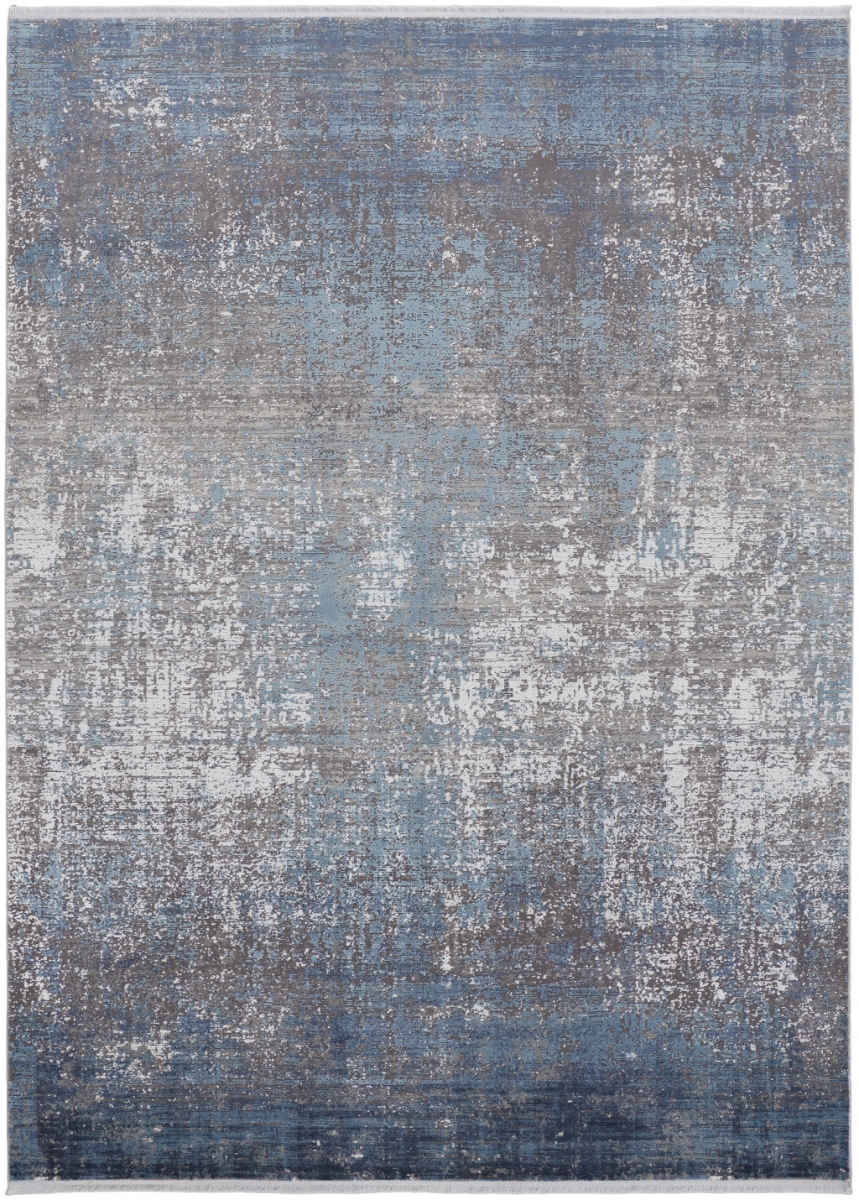 13 x 20 ft. Blue, Gray & Silver Abstract Power Loom Distressed Area Rug