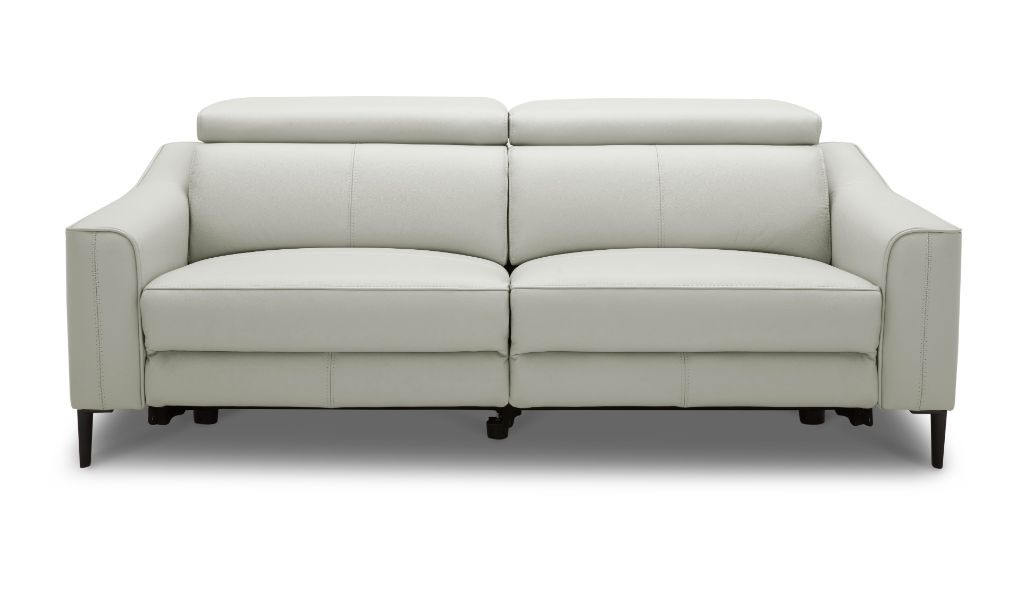 32 x 73.5 x 42 in. Gray Genuine Leather & Black Reclining Sofa