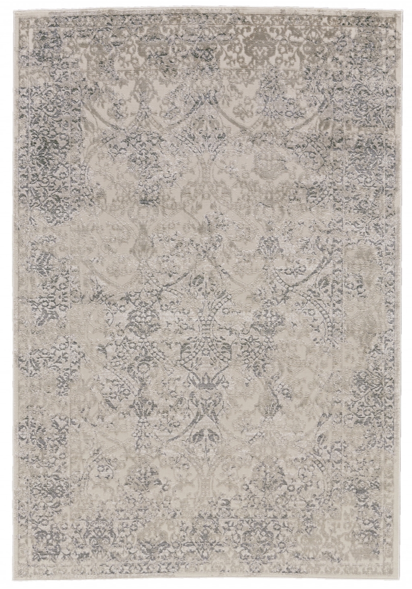 5 x 8 ft. Ivory Gray & Black Abstract Stain Resistant Rectangle Area Rug