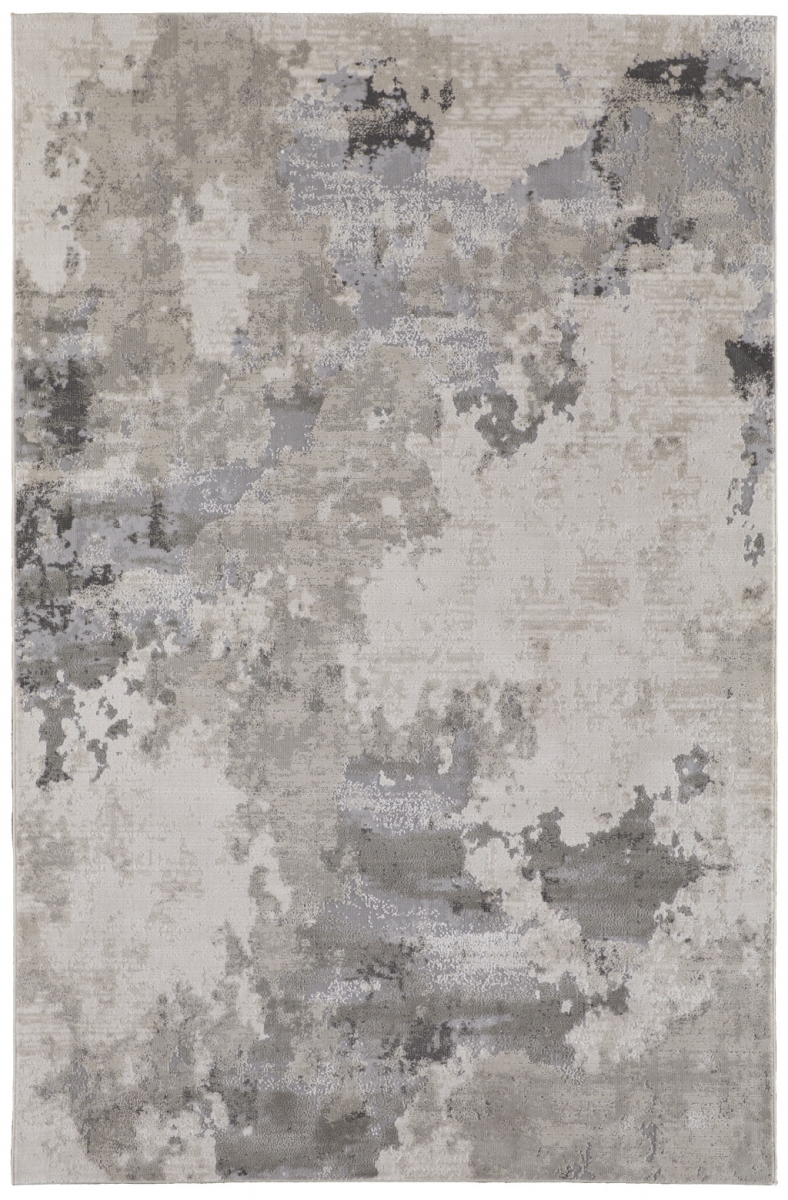 Ivory & Gray Abstract Stain Resistant Rectangle Area Rug - 8 x 11 ft.