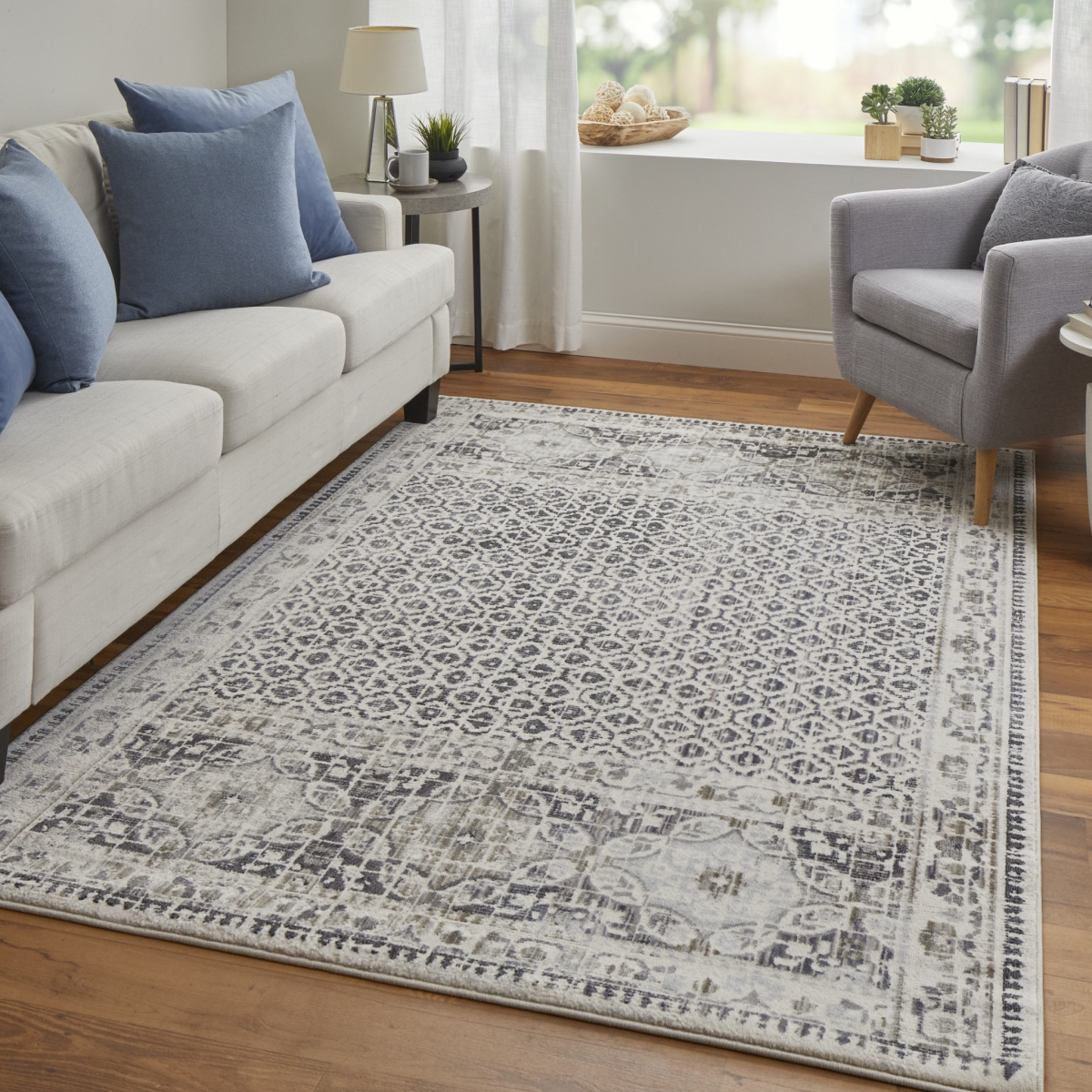 512078 4 x 6 ft. Ivory Taupe & Gray Abstract Stain Resistant Rectangle Area Rug