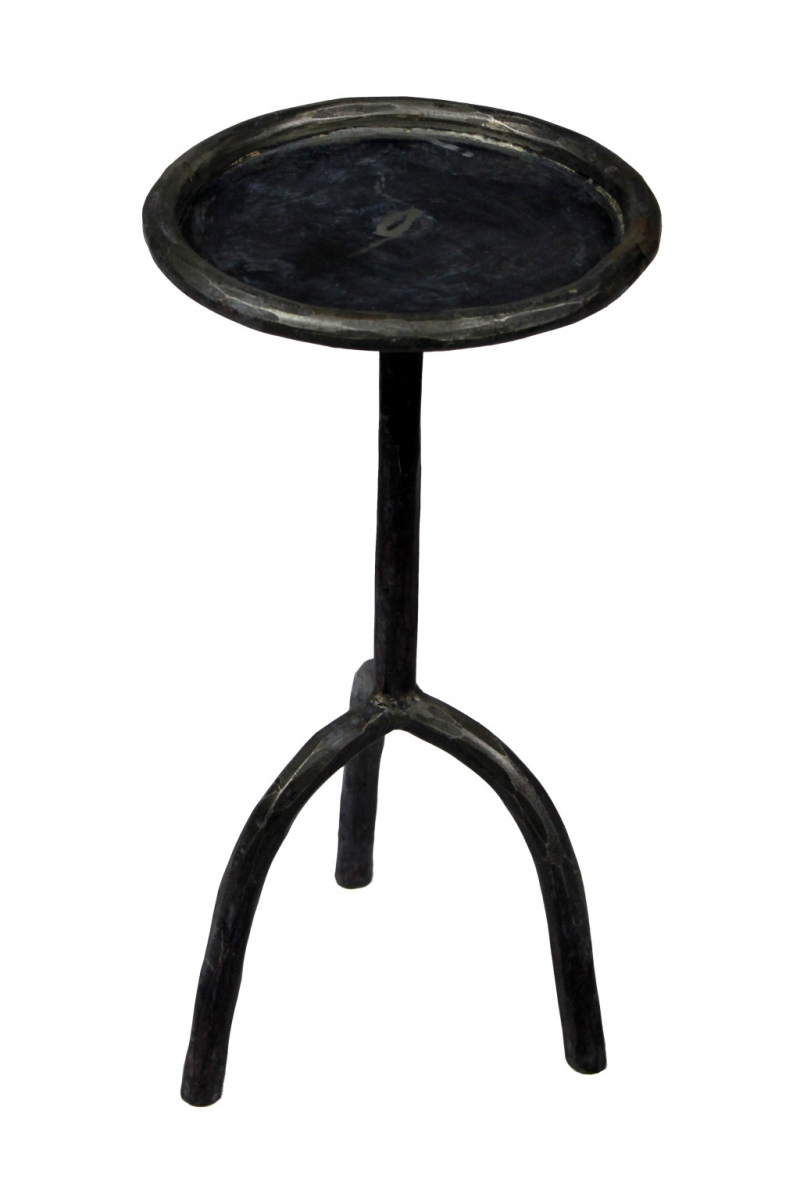 23 x 11 x 11 in. Black Iron Pedestal Round End Table