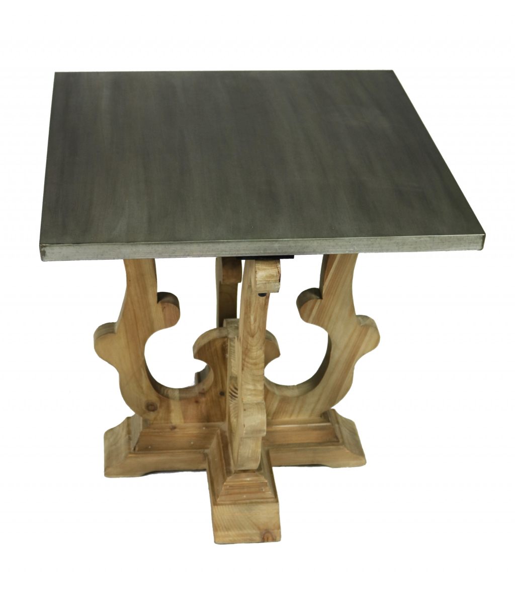 488559 24 x 24 x 24 in. Natural Brown & Gray Metal & Solid Wood Square End Table