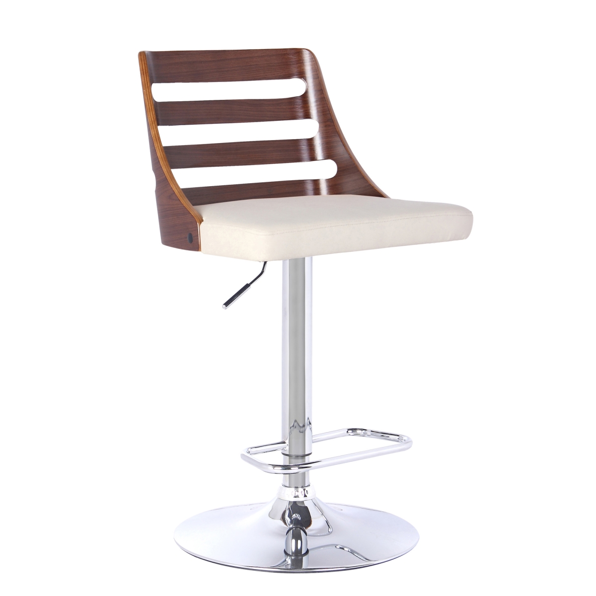 Adjustable Height Bar Chair - Cream - 43 in. - Faux Leather & Iron