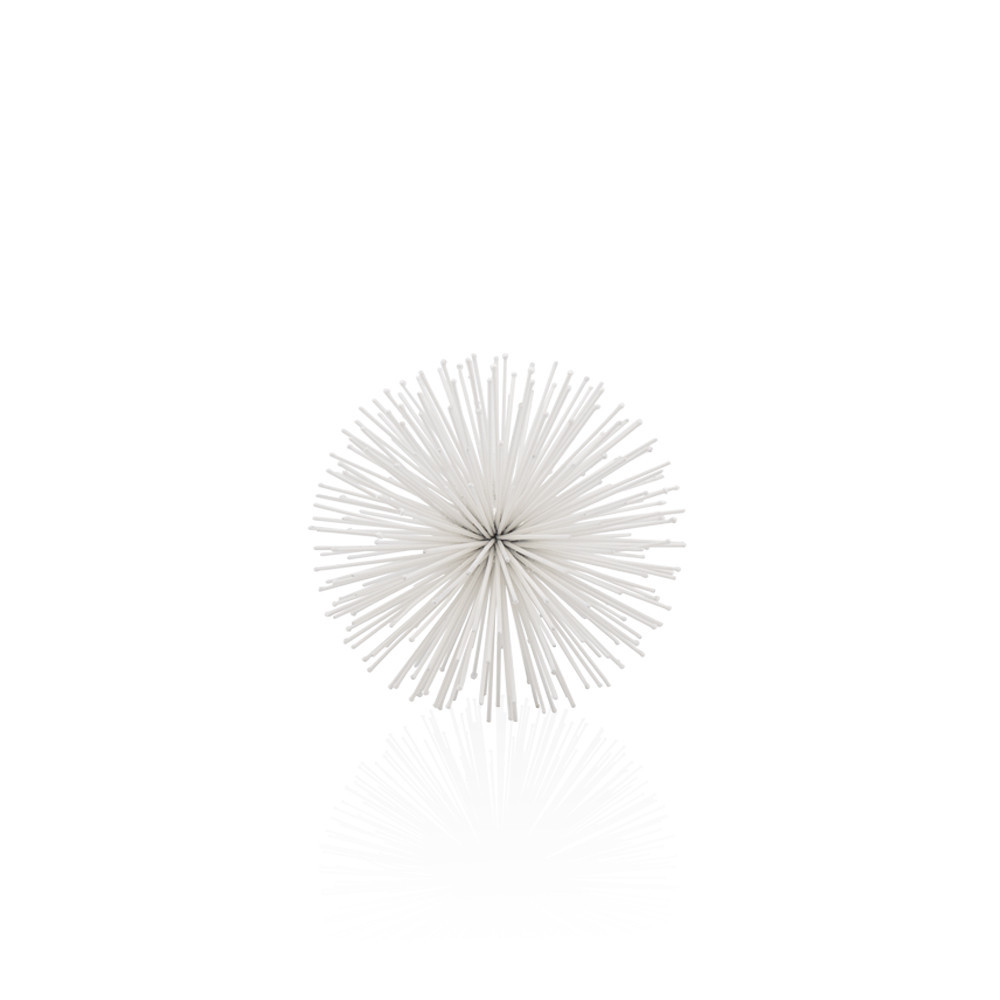 480039 6 in. Metal Spiky Sphere, White