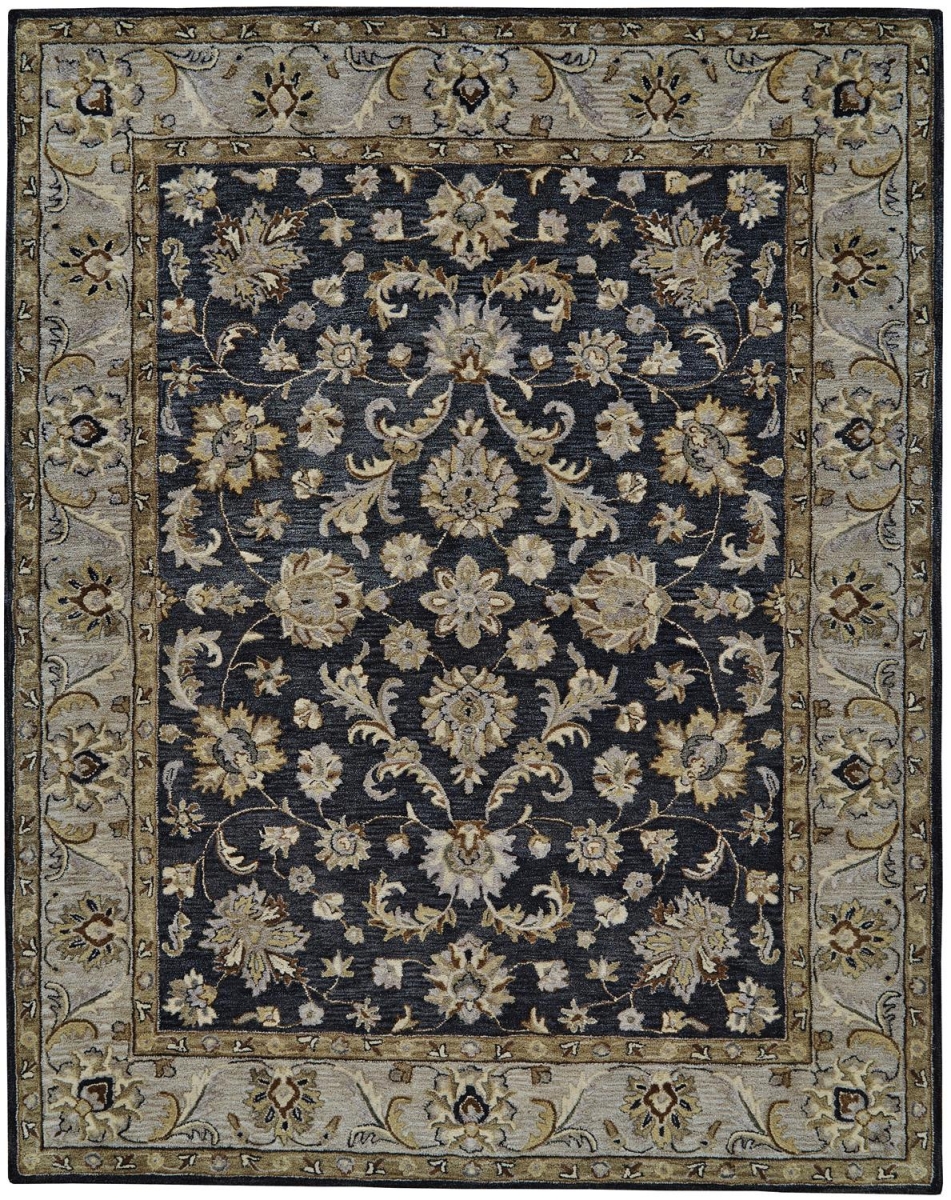 2 x 3 ft. Blue Gray & Taupe Wool Floral Hand Tufted Handmade Stain Resistant Rectangle Area Rug -  PalaceDesigns, PA3104377