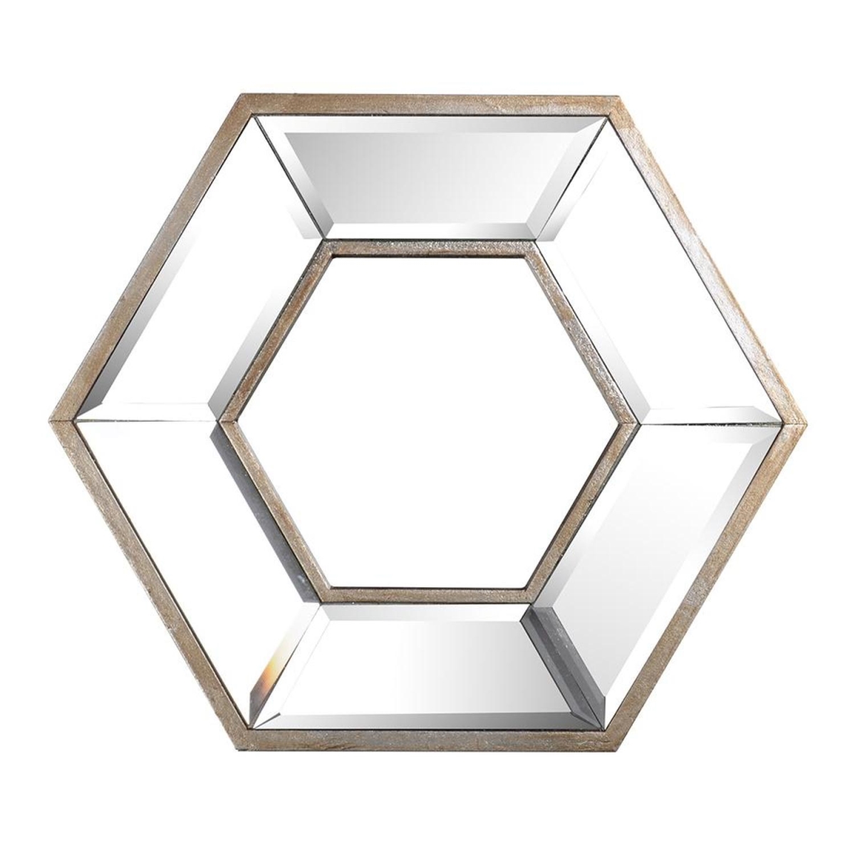 12 x 13.8 x 1.6 in. Silver Hexagon Wall Mounted Accent Mirror