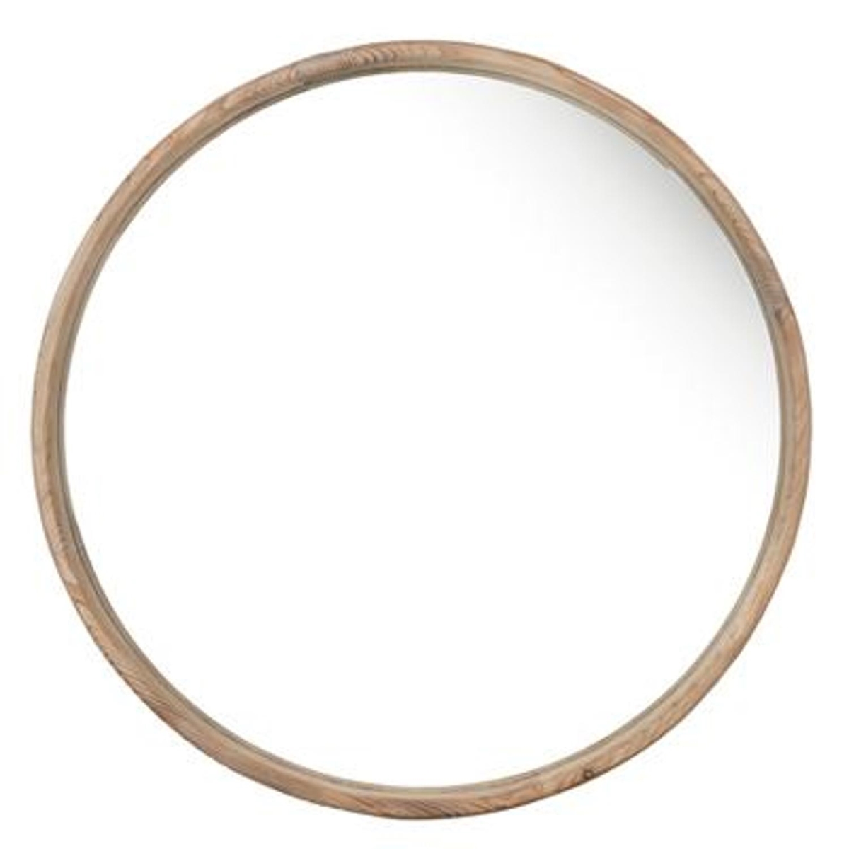485002 27.6 x 27.6 x 2 in. Natural Rustic Brown Wood Frame Round Wall Mounted Accent Mirror