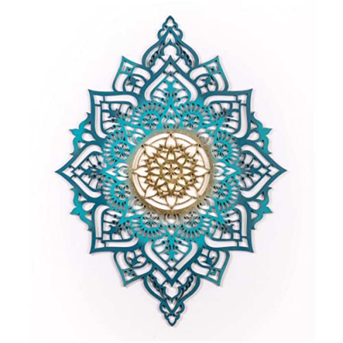 45 x 33.5 x 0.25 in. Turquoise & Gold Solid Wood Geometric Shapes Wall Decor