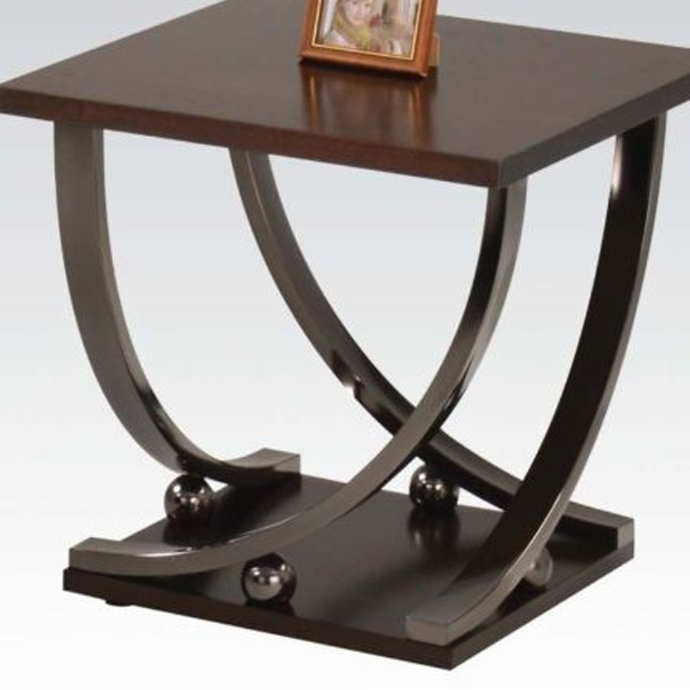 23 x 24 x 24 in. Black Nickel & Clear Glass Square End Table with Shelf