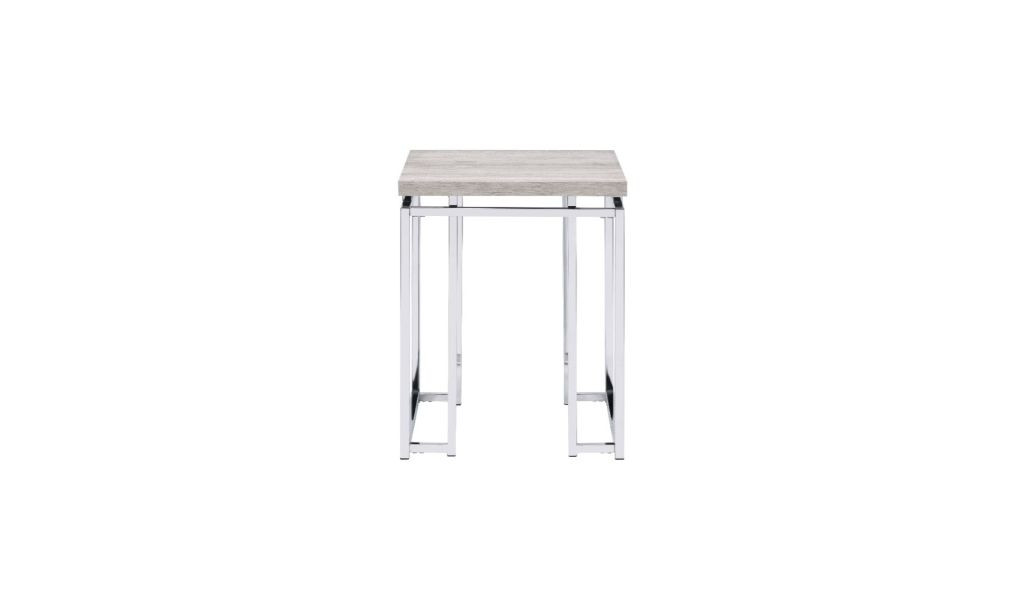 486390 24 x 19 x 19 in. Chrome & Natural Oak Manufactured Wood & Metal Square End Table