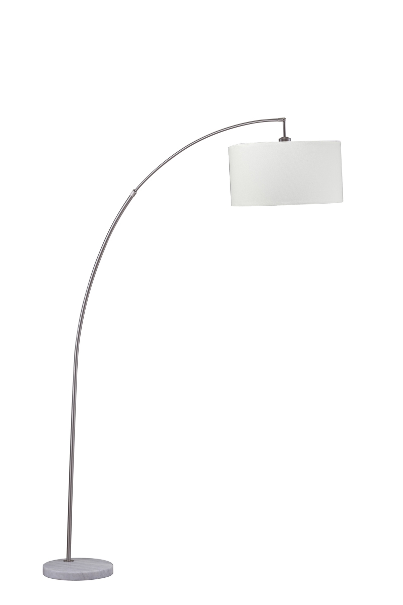 86 x 16 x 52.5 in. White & Silver Arc Floor Lamp with White Drum Shade