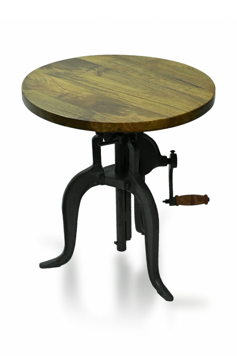 19 x 18 x 18 in. Industrial & Oak Solid Wood Round End Table