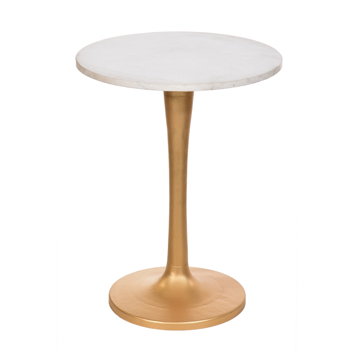19 x 19 x 24 in. Gold & White Marble Round End Table