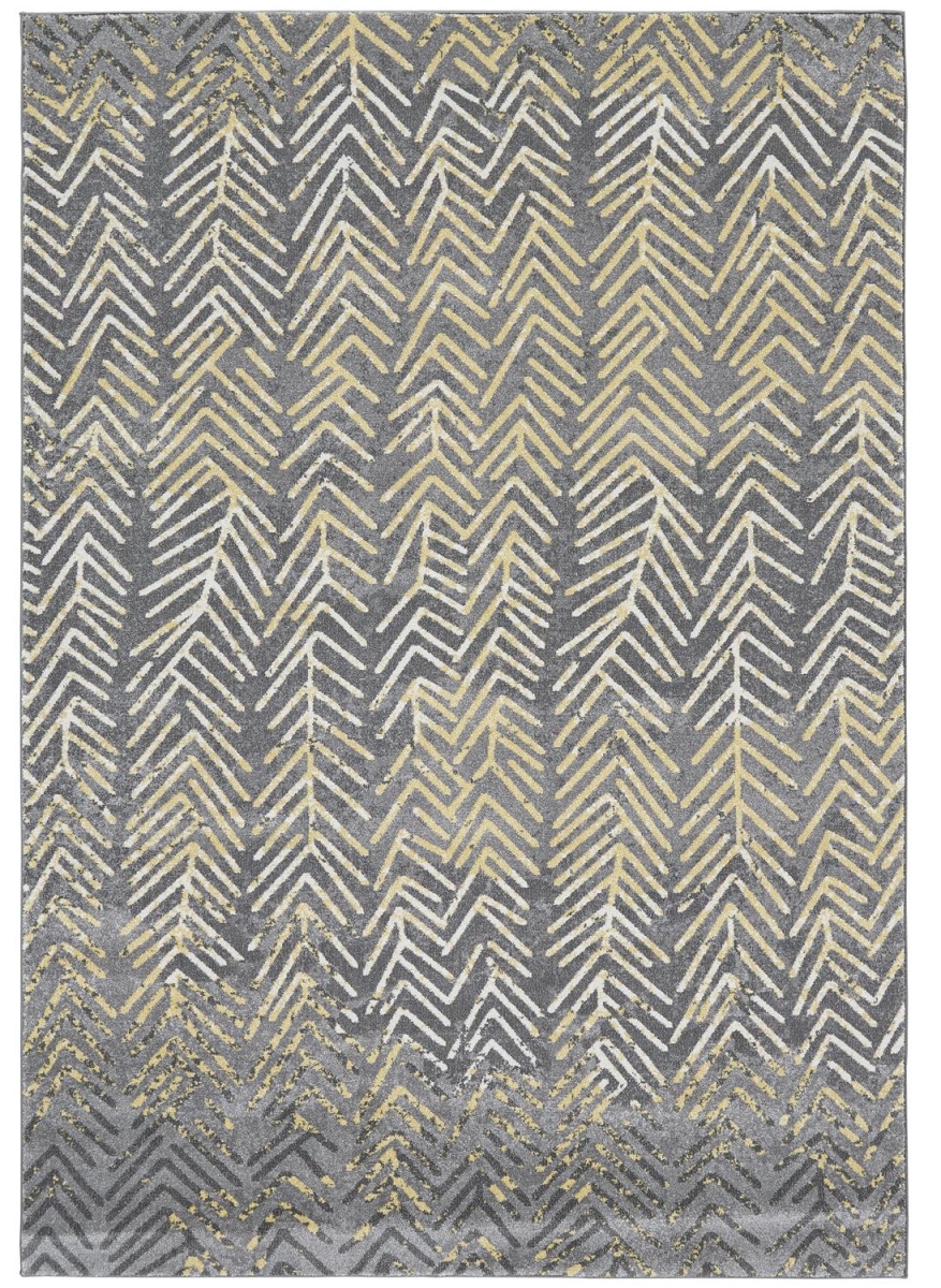 511169 10 x 13 ft. Gray Yellow & White Abstract Stain Resistant Rectangle Area Rug