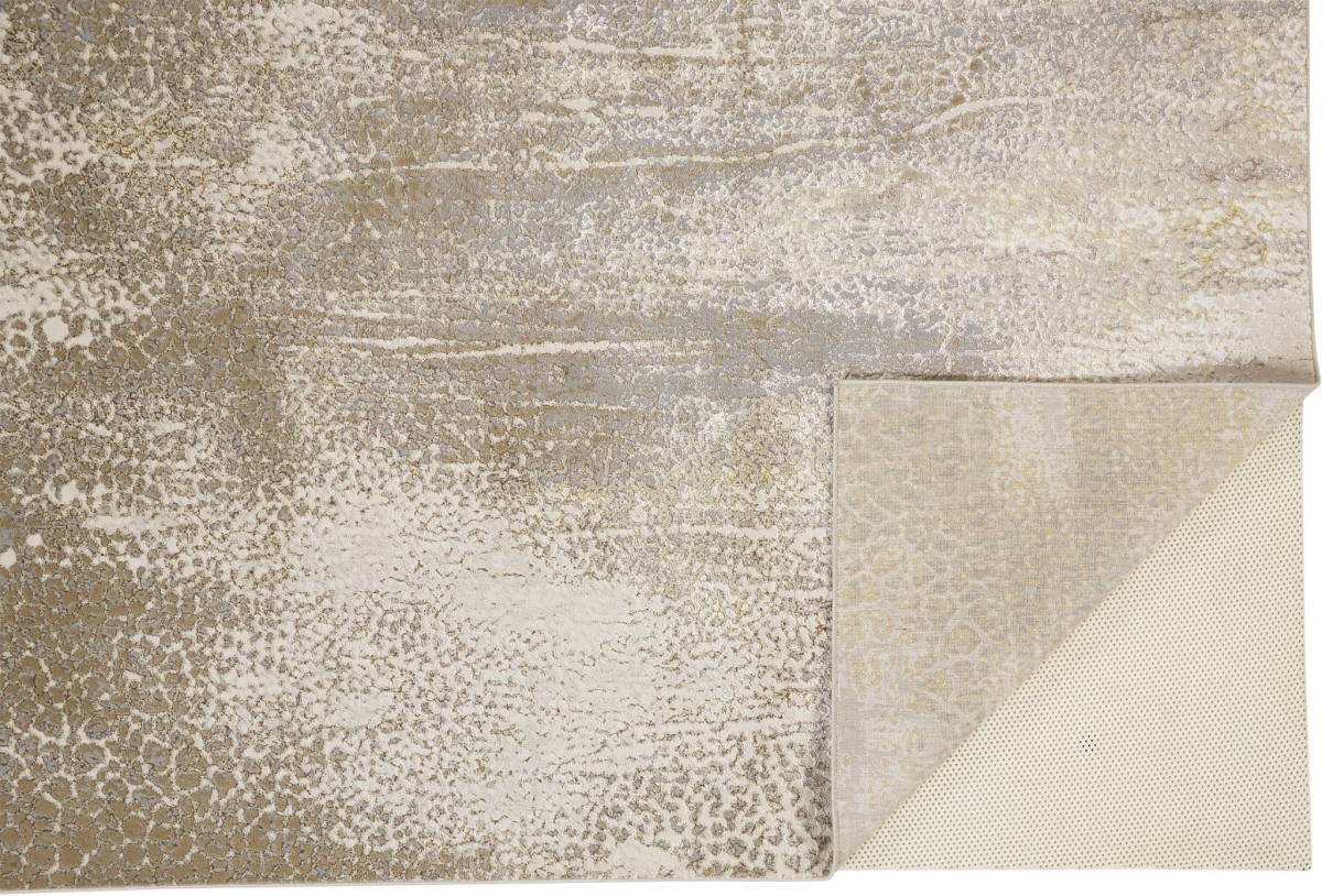 512986 5 x 8 ft. Ivory Gray & Gold Abstract Stain Resistant Rectangle Area Rug