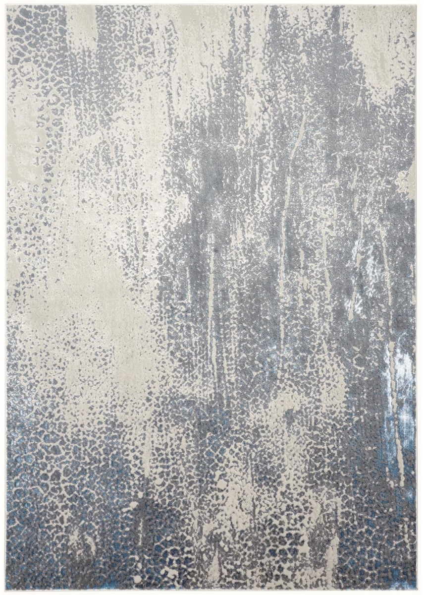 512996 5 x 8 ft. Gray Blue & Ivory Abstract Stain Resistant Rectangle Area Rug
