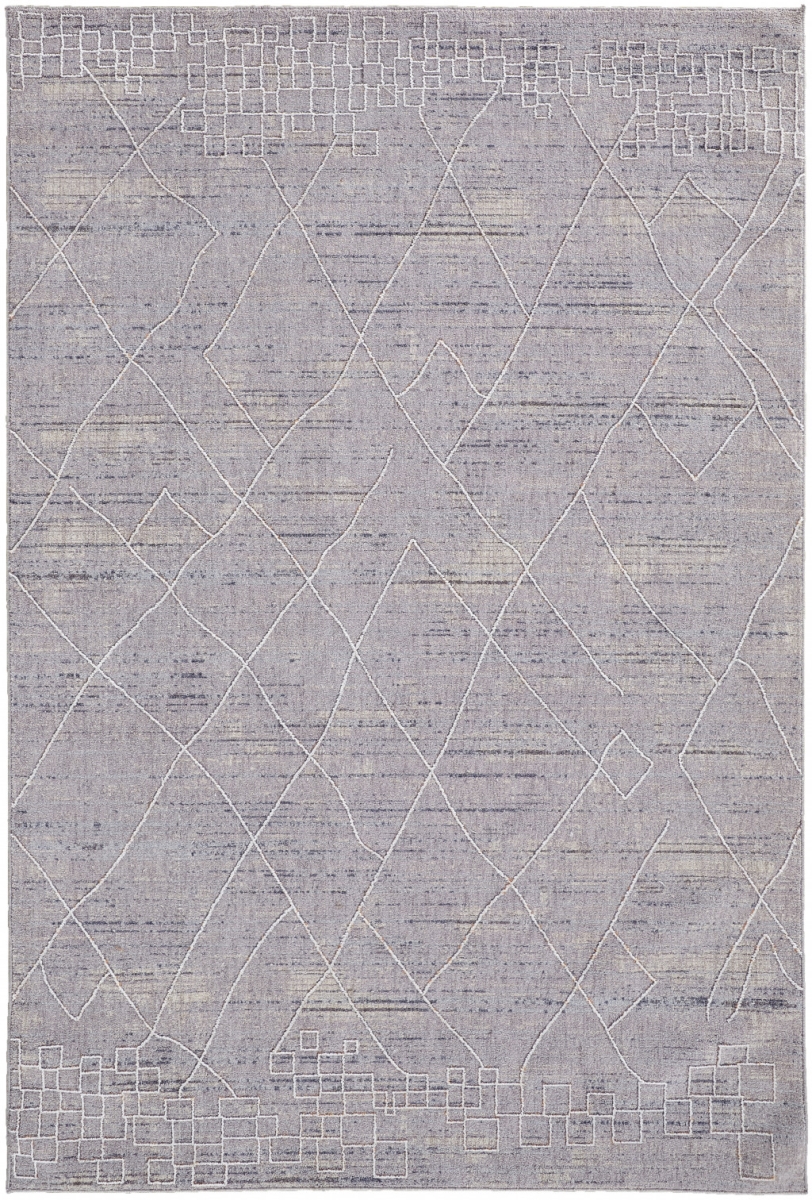 12 x 15 ft. Gray Striped Power Loom Distressed Stain Resistant Rectangle Area Rug - Gray