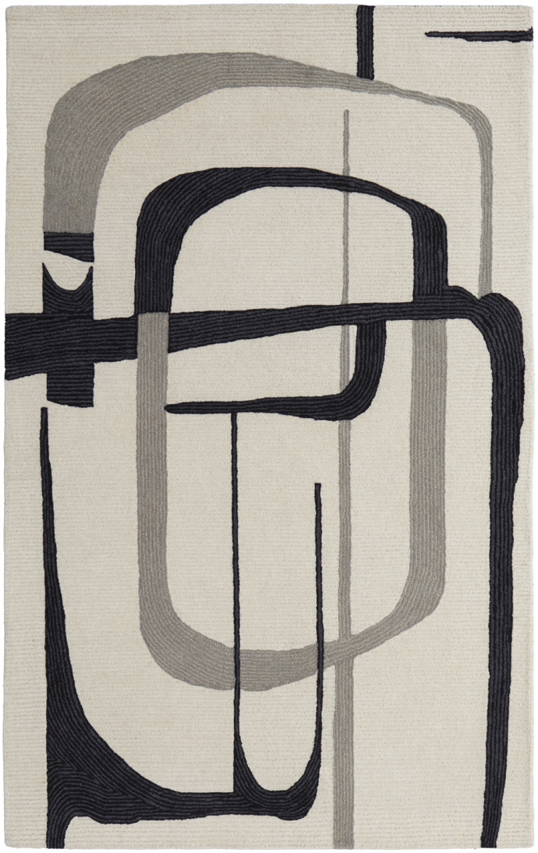 12 x 15 ft. Ivory Gray & Black Wool Abstract Hand Tufted Handmade Rectangle Area Rug
