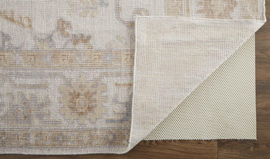 514972 8 x 10 ft. Ivory & Orange Floral Hand Knotted Stain Resistant Rectangle Area Rug
