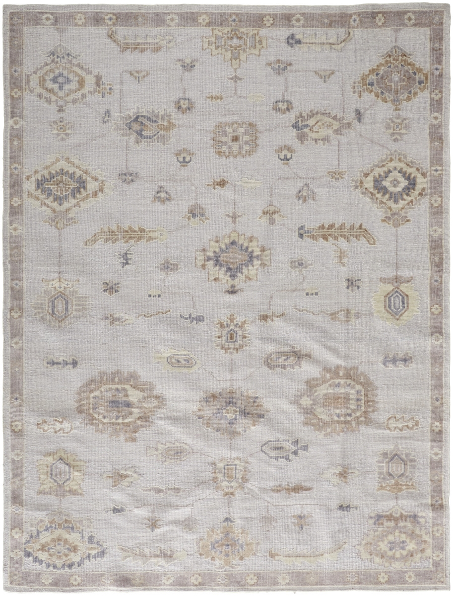 514973 9 x 12 ft. Ivory & Orange Floral Hand Knotted Stain Resistant Rectangle Area Rug