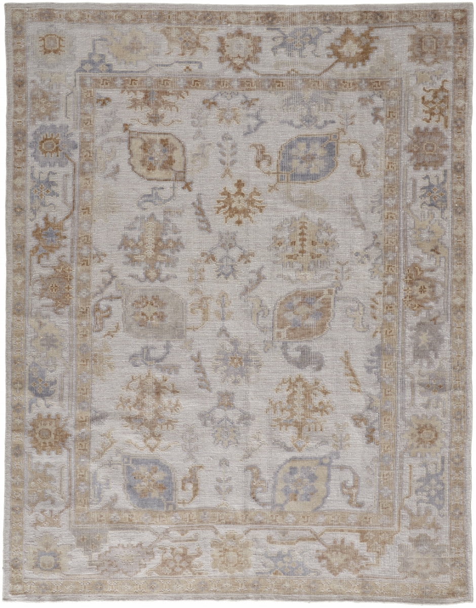 5 x 8 ft. Ivory & Tan Floral Hand Knotted Stain Resistant Rectangle Area Rug - Ivory and Tan - 5 x 8 ft.