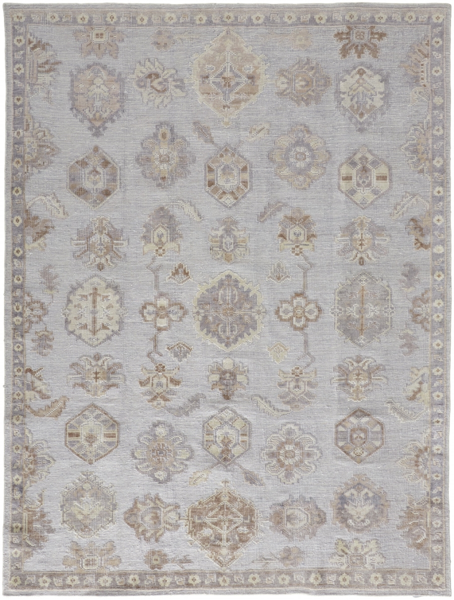514985 5 x 8 ft. Ivory Silver & Tan Floral Hand Knotted Stain Resistant Rectangle Area Rug
