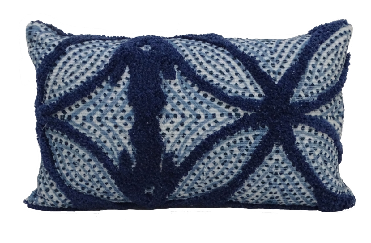 10 x 14 x 24 in. Blue & Light Blue Zippered Cotton Blend Trellis Throw Pillow