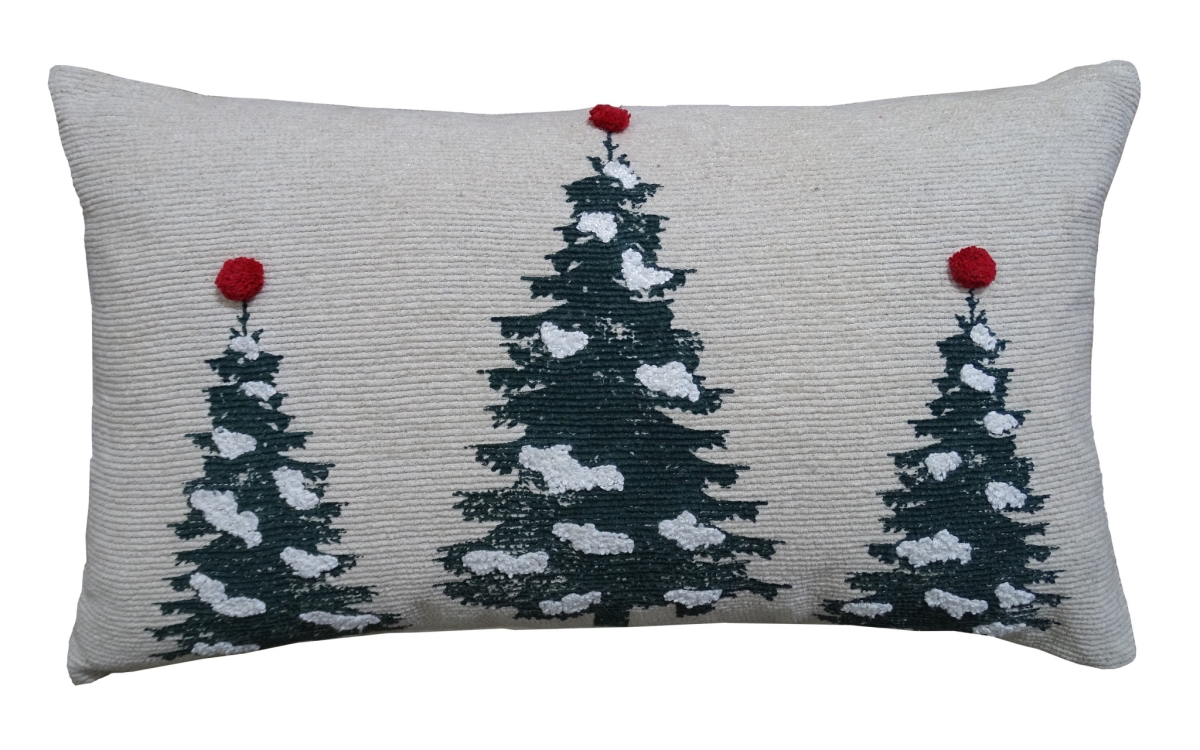 10 x 14 x 24 in. Red & Green Zippered Cotton Blend Christmas Tree Throw Pillow