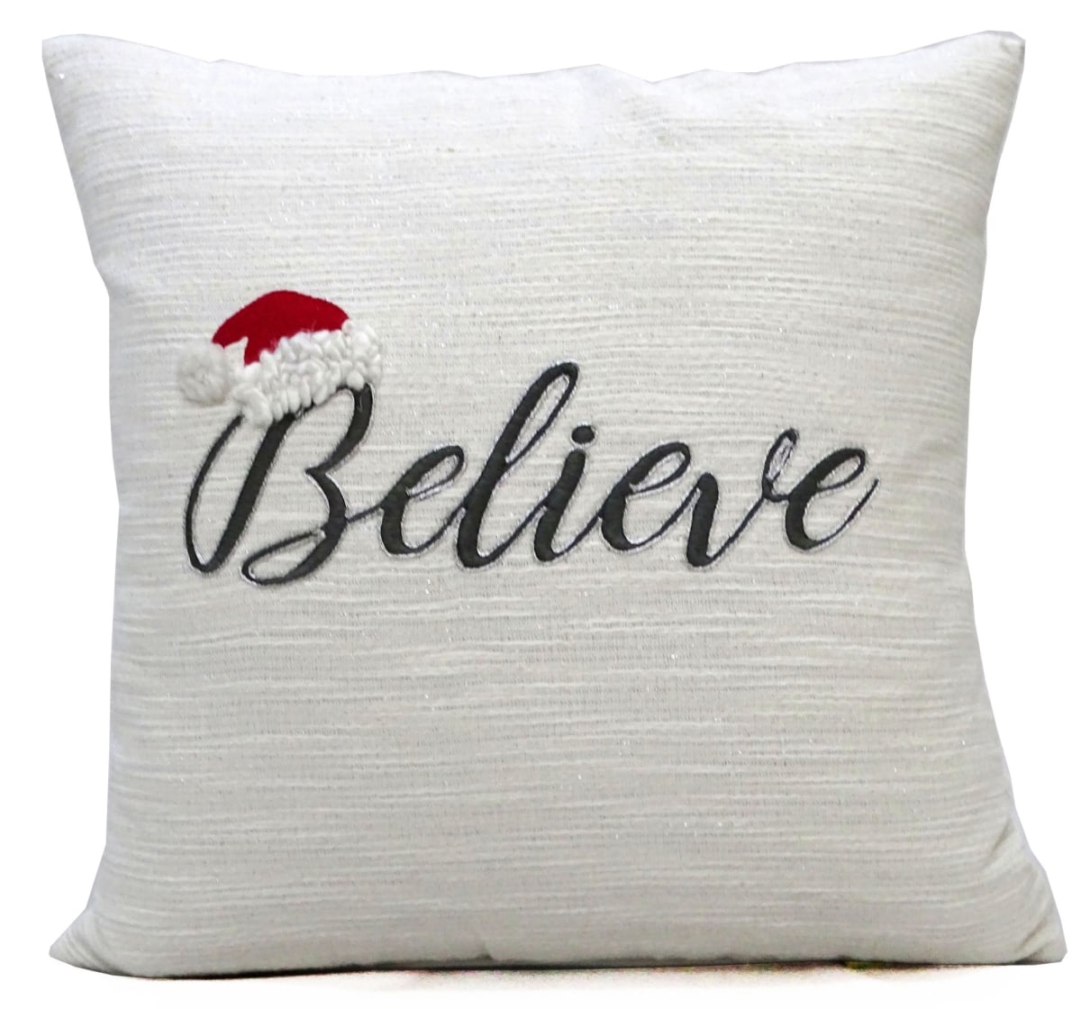 10 x 20 x 20 in. White Cotton Blend Believe Christmas Throw Pillow