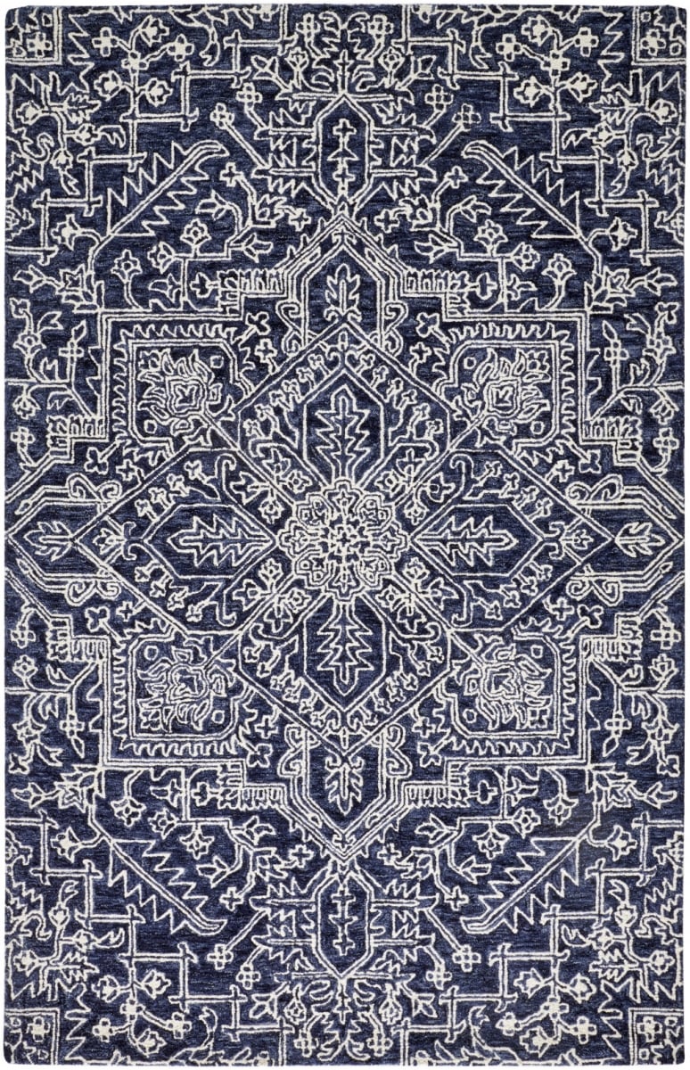 2 x 3 ft. Blue & Ivory Wool Floral Hand Tufted Handmade Stain Resistant Rectangle Area Rug - Blue and Ivory - 2 x 3 ft -  PalaceDesigns, PA3108208