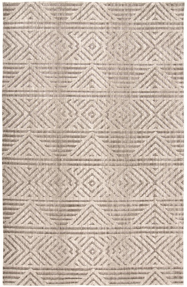 4 x 6 ft. Tan Ivory & Brown Geometric Stain Resistant Rectangle Area Rug