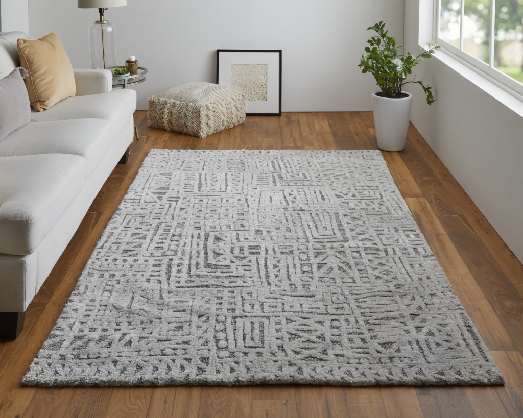 512269 4 x 6 ft. Gray & Silver Geometric Stain Resistant Rectangle Area Rug