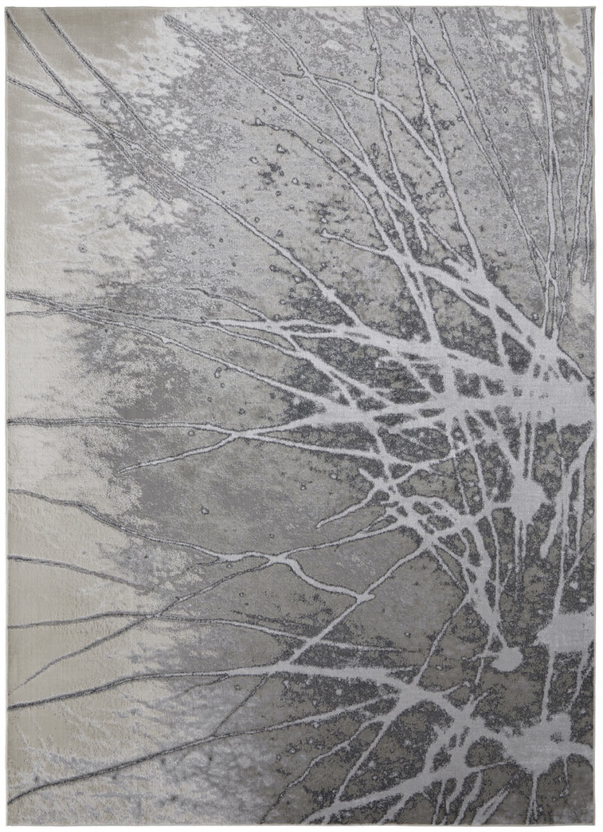 512874 9 x 12 ft. Gray Silver & Ivory Abstract Power Loom Rectangle Area Rug