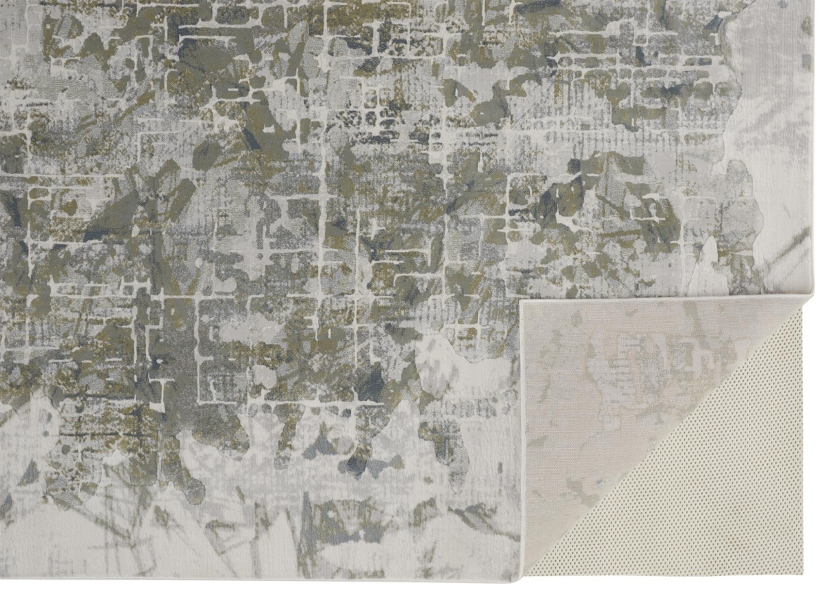 512879 3 x 5 ft. Green Gray & Ivory Abstract Distressed Stain Resistant Rectangle Area Rug