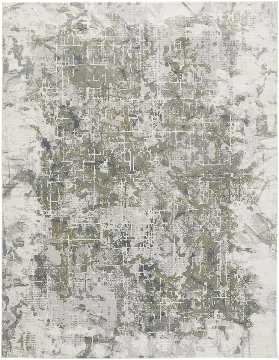 512880 5 x 8 ft. Green Gray & Ivory Abstract Distressed Stain Resistant Rectangle Area Rug
