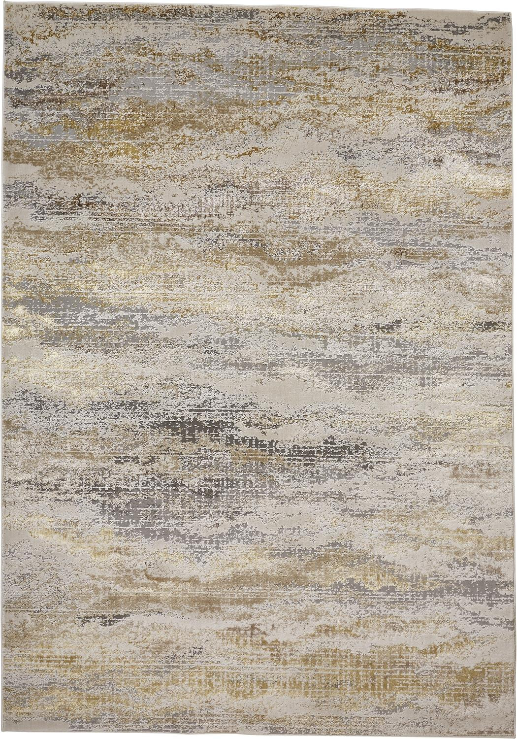 512946 5 x 8 ft. Gold Gray & Ivory Abstract Stain Resistant Rectangle Area Rug